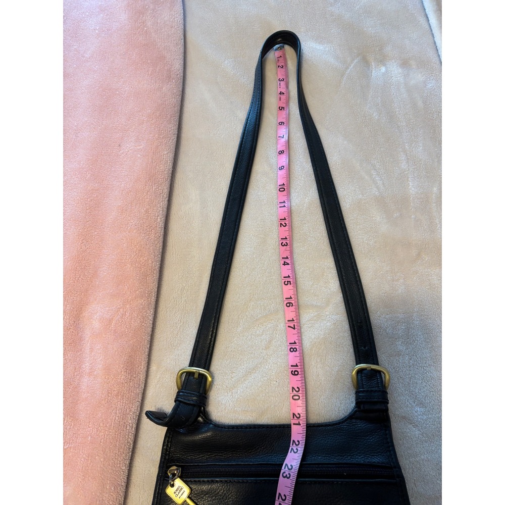 Fossil Vtg 1954 Black Pebbled Leather Shoulder Bag. Adjustable straps. Classic‎ - Picture 7 of 15